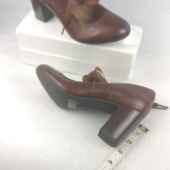 Soft LEATHER cushioned Footbed Chunky Heel Lightweight Academia PumpHeel 8us/6uk - Picture 7 of 7